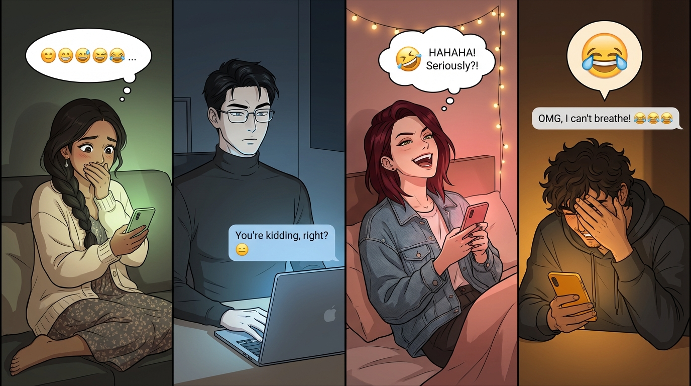 Four friends reacting